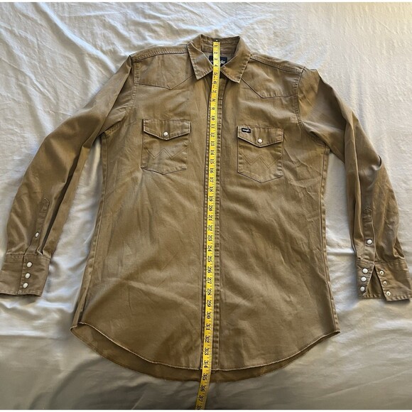 Wrangler Distressed Pearl Snap Brushpopper Heavy Duty Canvas Grunge Size L Tall - Picture 14 of 16